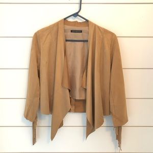 Faux Suede Fringe Jacket/ Blazer